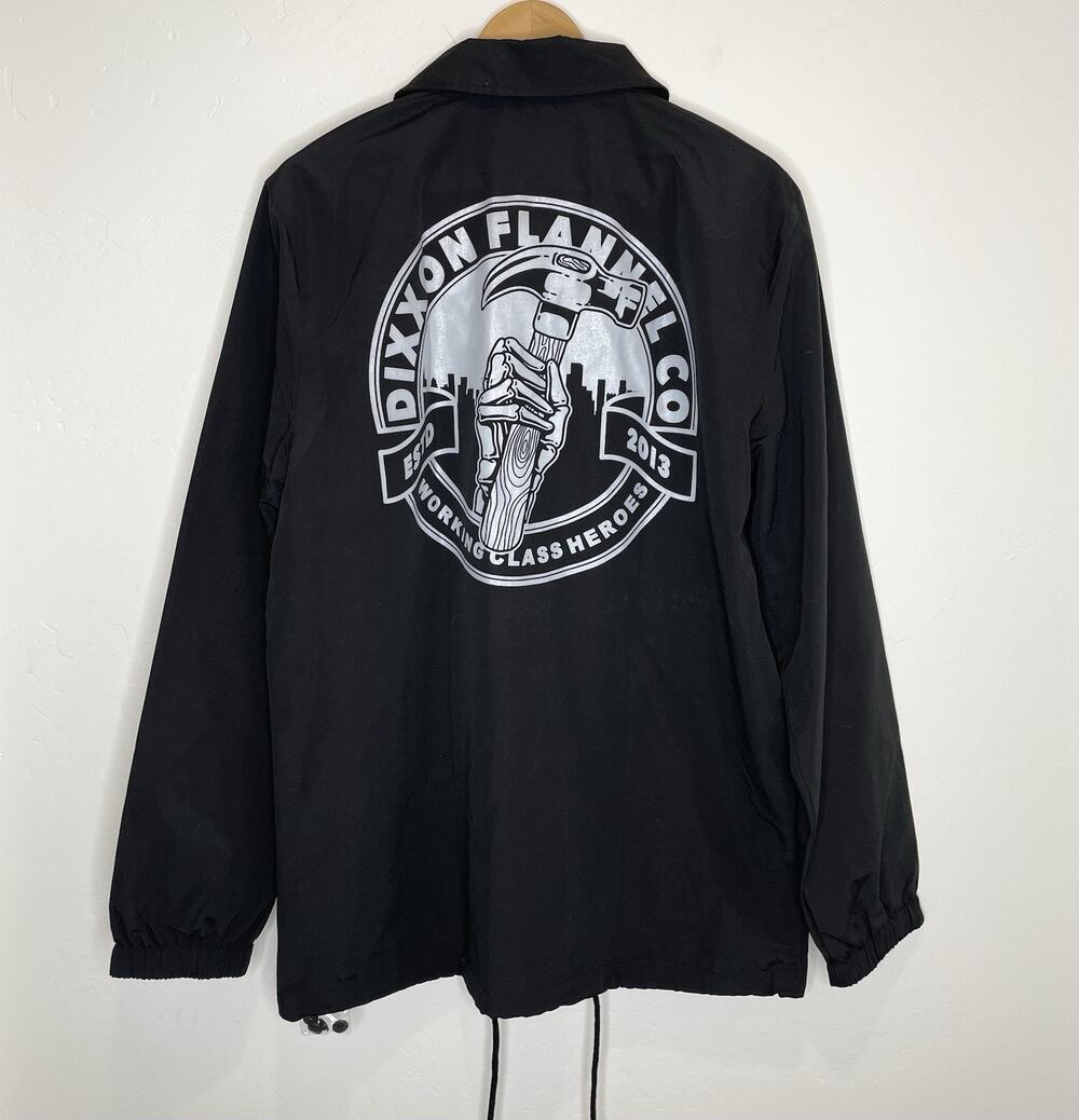 Dixxon Working Class Heroes Coaches Jacket Mens Medium Black Snap Up